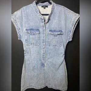 Lulus On this Sweet Day Light Wash Denim Button-Front Mini Dress Plus Size XL